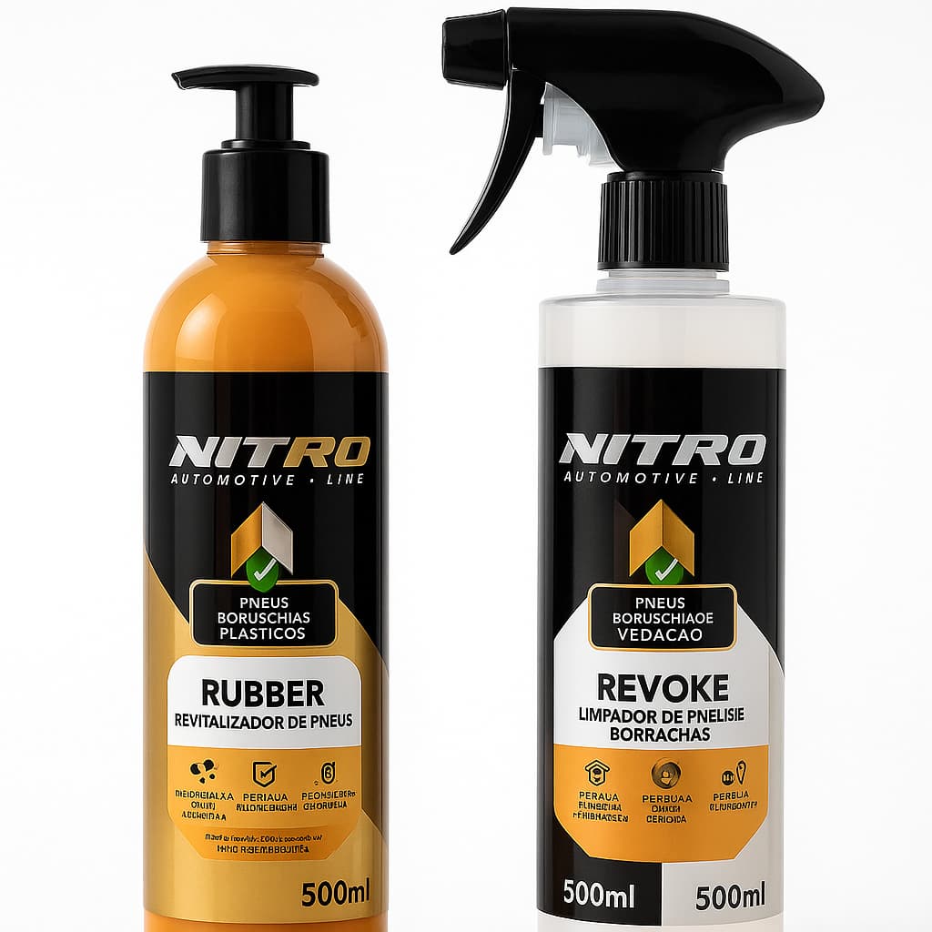 Kit Rubber Pneu Pretinho + Limpador de Pneu Revoke Nitro Automotive