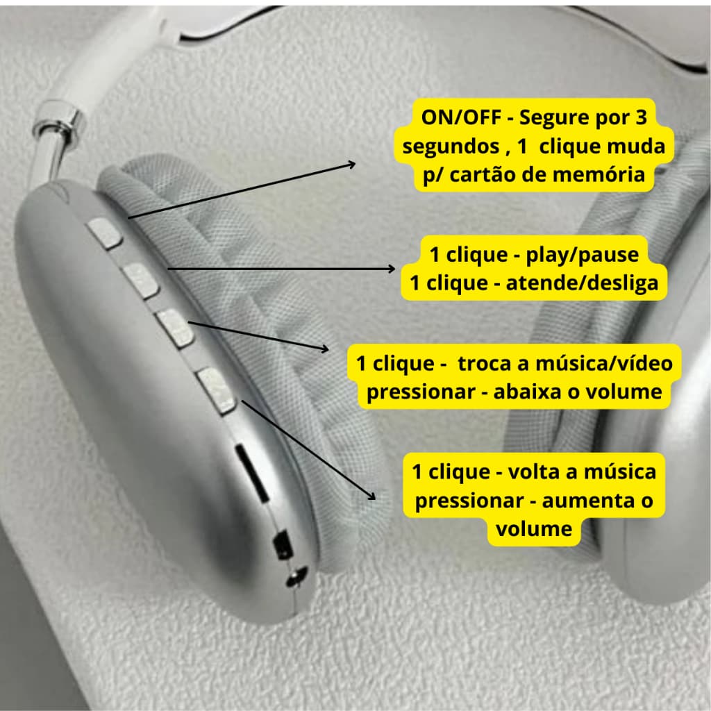 Fone de ouvido Bluetooth Sem Fio P9 Headphone 10H+ Recarregável Casual Esportivo