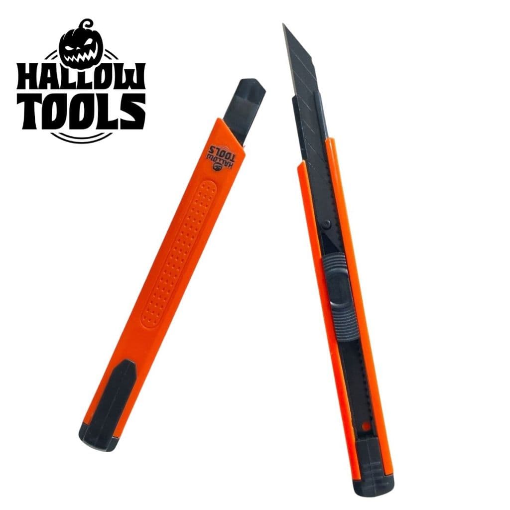Estilete Lâmina Retrátil 14cm 9mm Hallow Tools com Lâmina Black Carbon Alta Durabilidade 01 até 05 Unidades