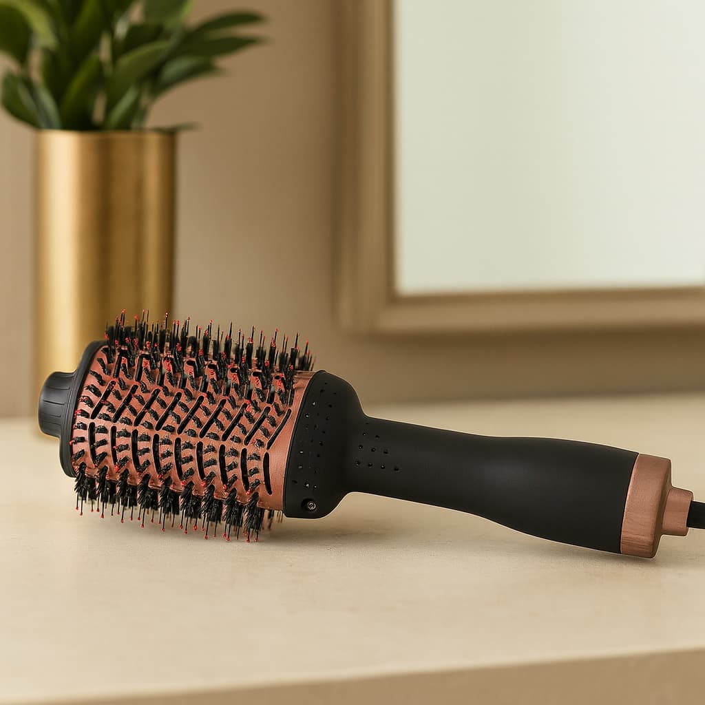 Escova Secadora de Cabelos Elétrica Bivolt 1300W Alisador Modelador Anti-Frizz Anel Anti Queimadura