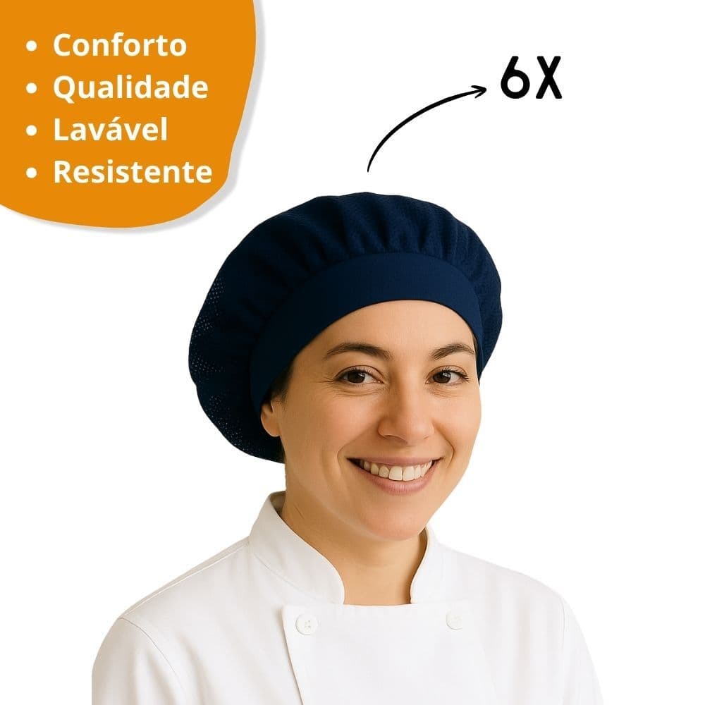 6x Touca Cozinha Touquinha Telinha Lavável Restaurante Padaria Pizzaria Profissional Confortável
