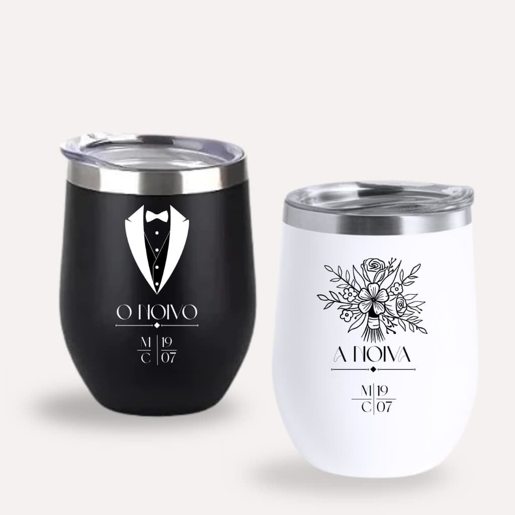 Kit 4 Copos Cuia Térmico Casamento Madrinha Copo Inox 350ml Personalizado com Nome