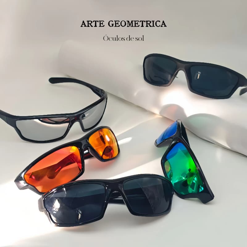 【Arte】Óculos de sol unissex | Proteção UV, armação preta, perfeitos para corrida e ciclismo