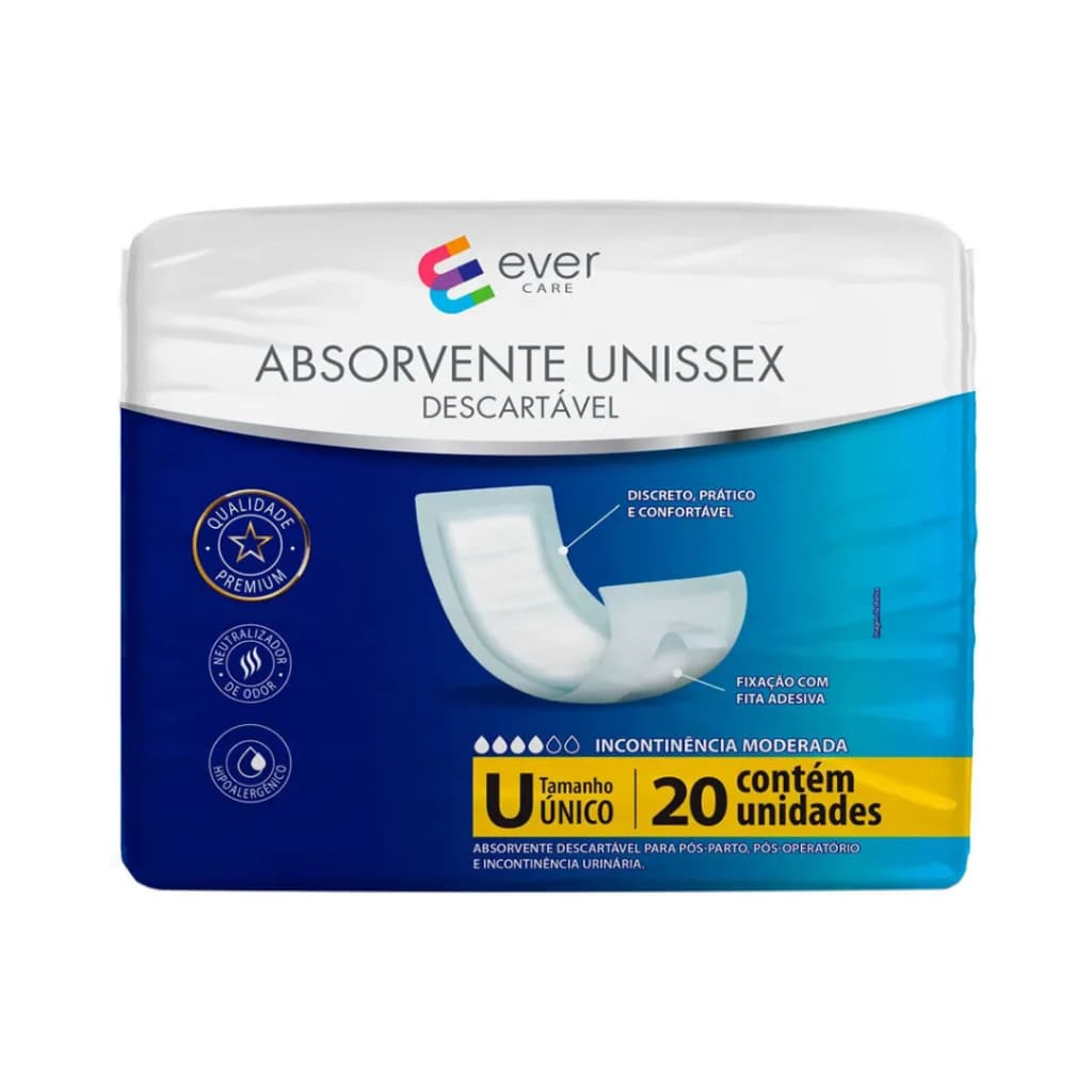 Absorvente Ever Care Incontinência Urinária Moderada Pacote Com 20 Unidades Tamanho Unico