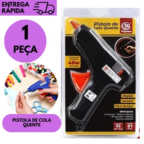 Kits 1/2 ou 3 Pistola de Cola Quente Compacta Ideal p/Artesanato e Decoração uso Profissional