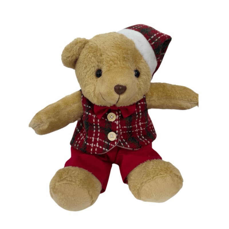 URSO NATALINO XADREZ VERMELHO VARIADOS  20CM