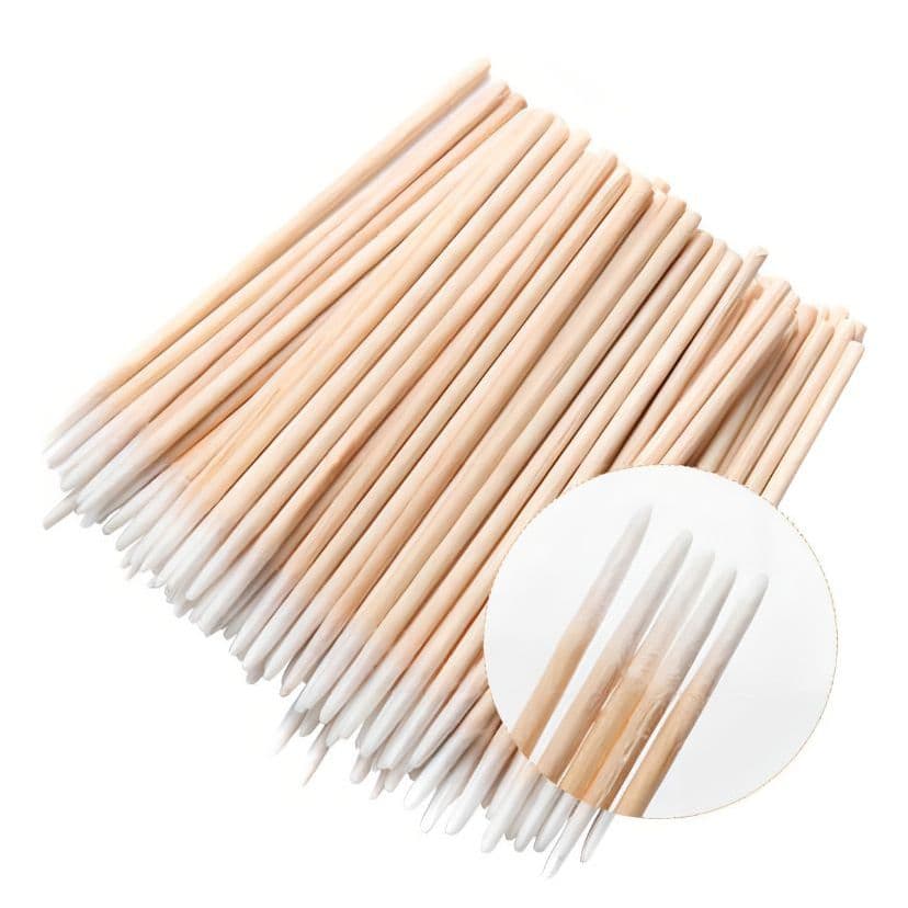 100 Palitos Com Algodão Para Limpeza Henna Sobrancelha Unhas