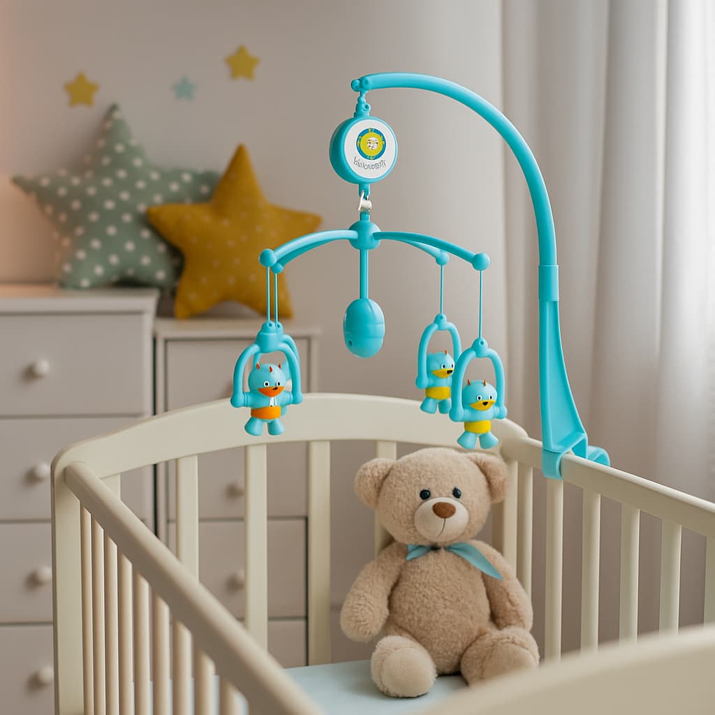 Móbile Bebê Para Berço e Carrinho Ursinhos Coloridos + Som de Ninar 🧸💤