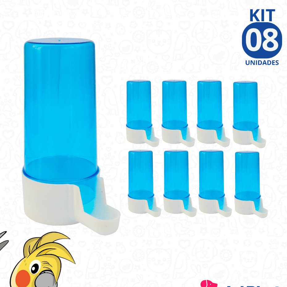 Bebedouro Italiano Azul Para Canário Belga Agapornis Calopsita Aves 200ml  Malha Larga / Malha Fina Jel Plast