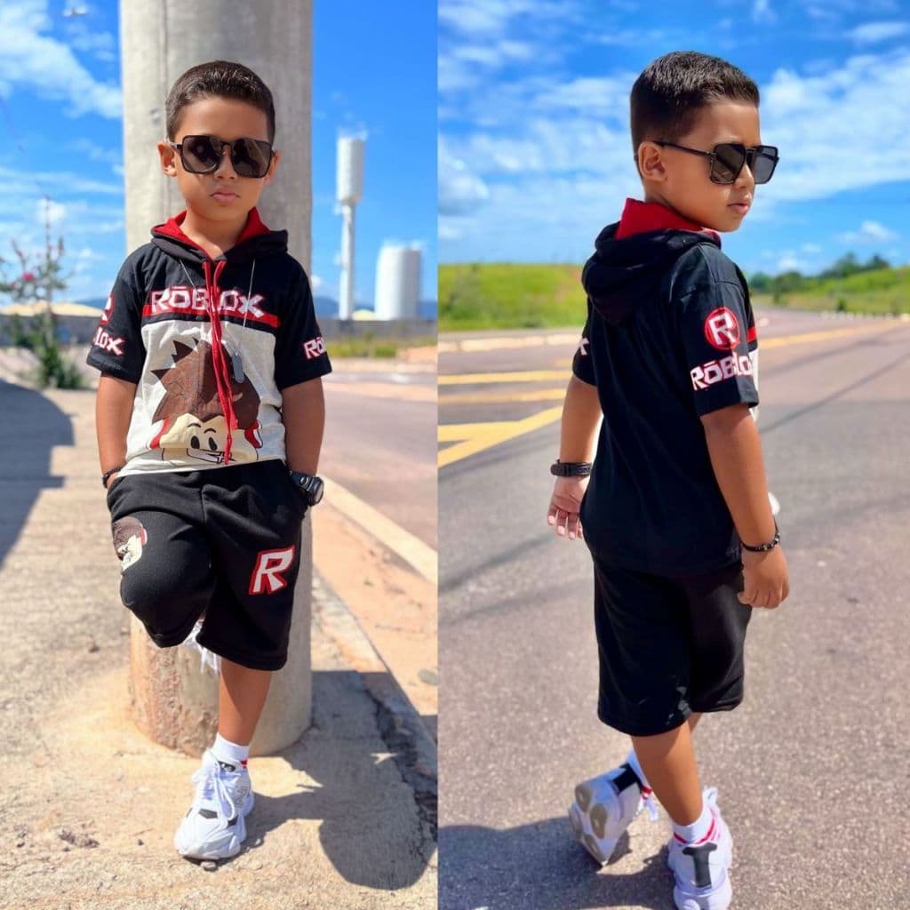 conjunto temático personagem de menino roblox 4 ao 12 anos
