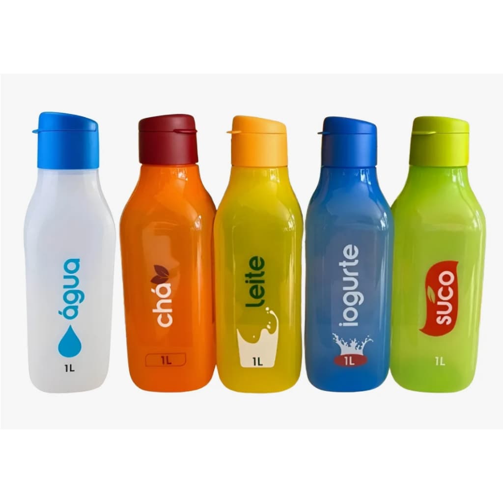 Tupperware Garrafa 1l Eco Tupper Quadrada estampada tampa flip top - Mickey, água, suco, leite, gurte, chá