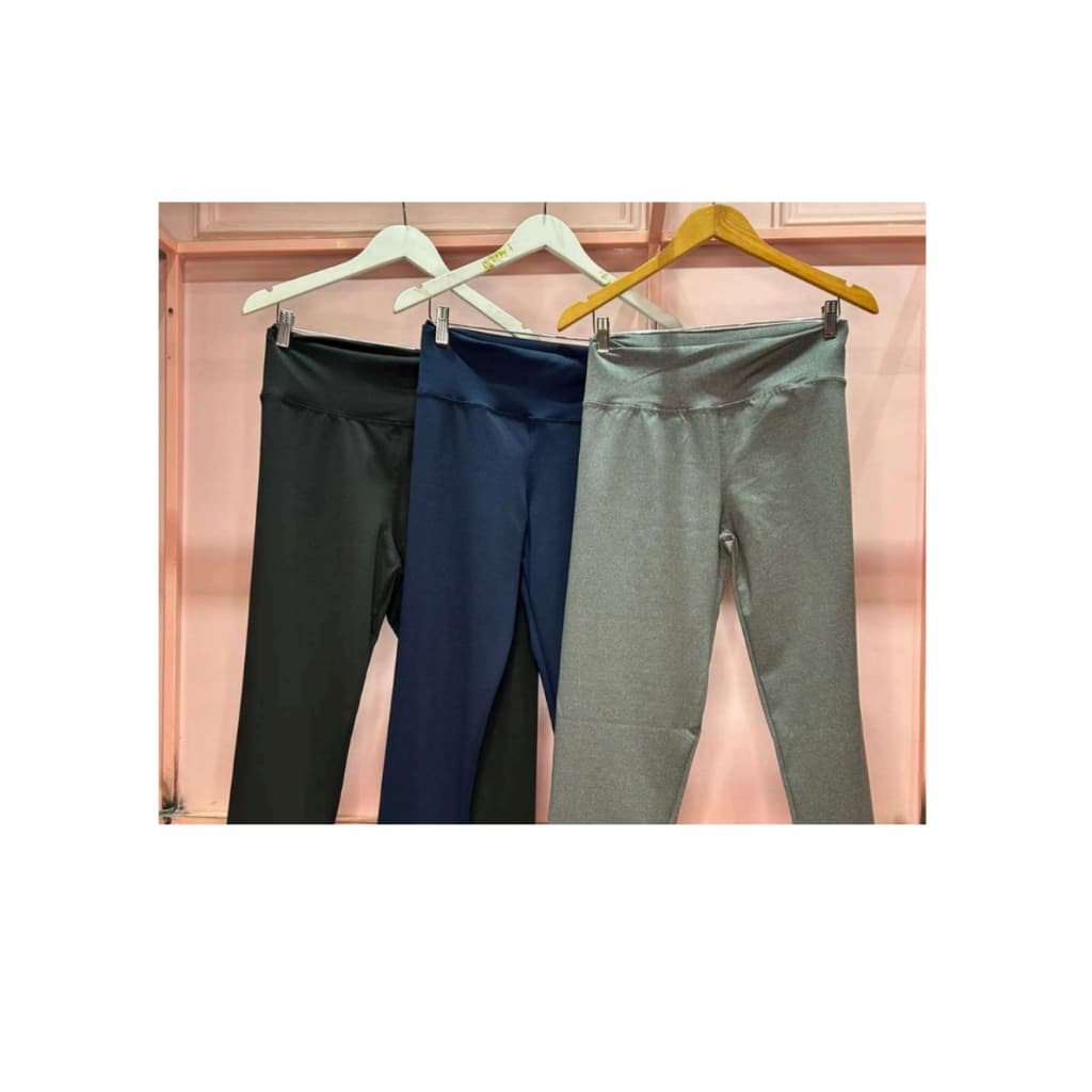 Calça Legging Feminina Poliéster com Elastano Tradicional para Academia, Treino, Corrida e Uso Diário Azul e Preta