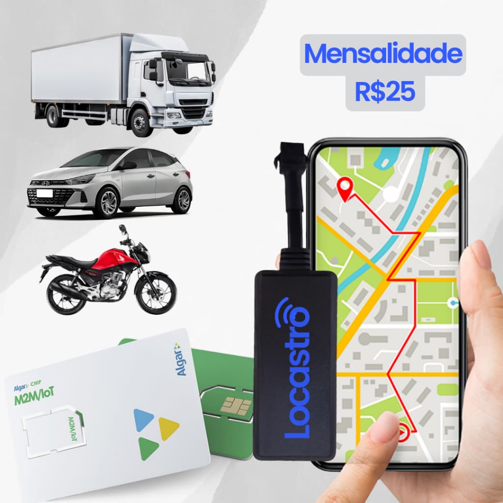 Rastreador Veicular 4G E BLOQUEADOR para CARRO, MOTO E CAMINHÃO + Aplicativo e Chip M2M