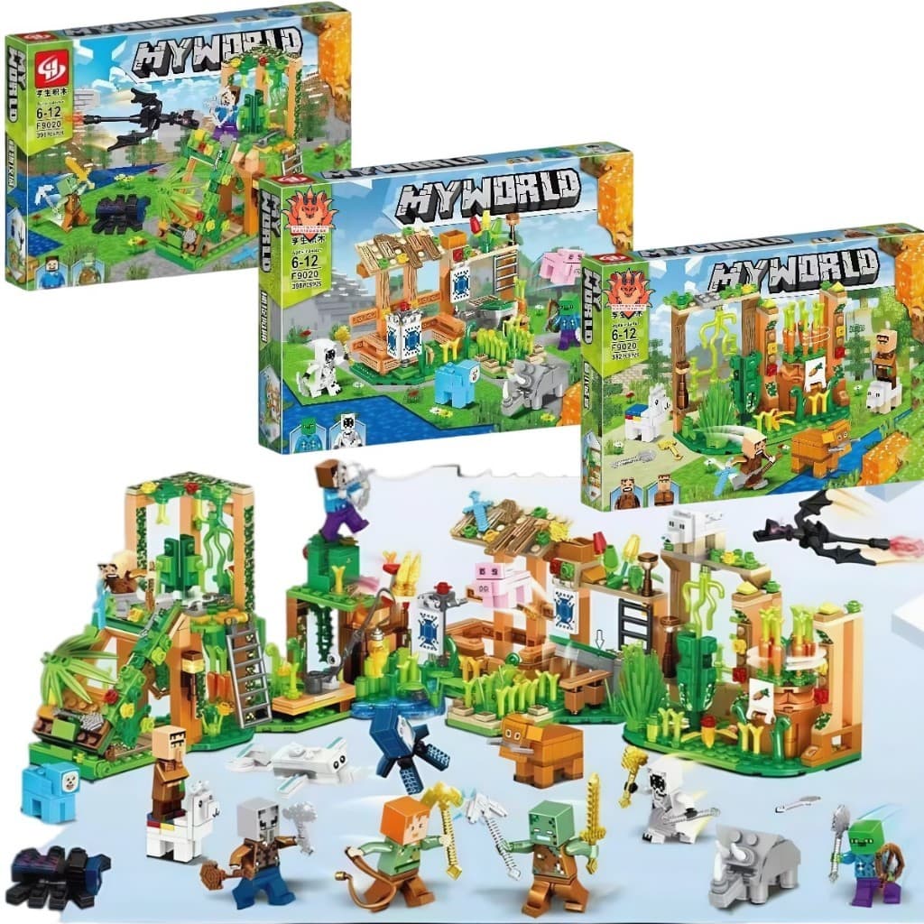 Blocos de Montar Bloco de Construção Fazendinha Vilarejo Vila do Zumbi My Word Pixel Game Mine Craf