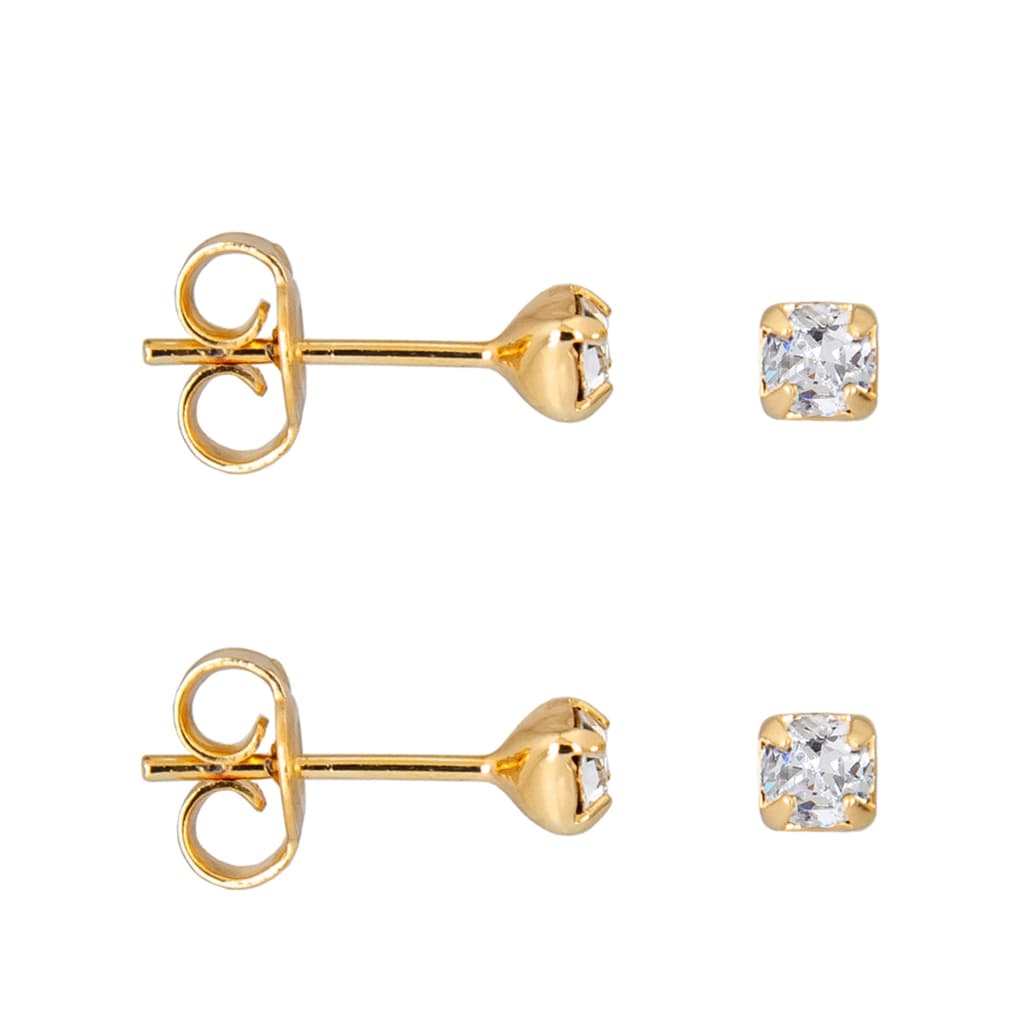2 Pares Brinco Pedra 2mm Folheado Ouro 18k 33022