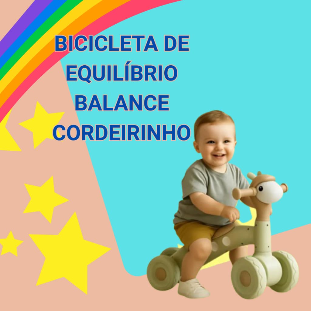 Bike Bicicleta Triciclo Infantil Sem Pedais  C/Luz Cordeirinho Equilíbrio 12 Meses Rodinhas Inmetro
