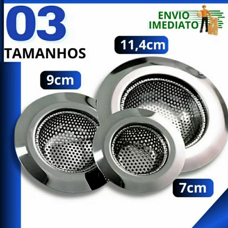 Ralo para Pia Aço Inox com Borda Cozinha Ralinho Cestinha