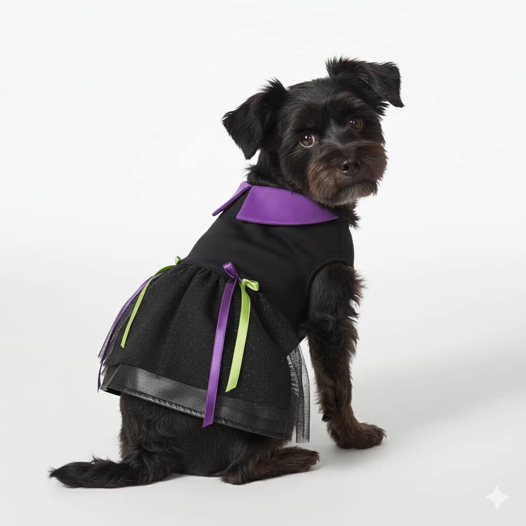 Vestido Fantasia Malevola Pet para femea - Cachorro ou Gato Peitoral Pet
