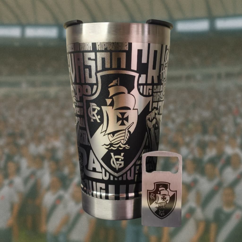 Copo Térmico Vasco 473ml–Aço Inox Dupla camada | Personalização 360 Graus Presente Criativo Torcedor