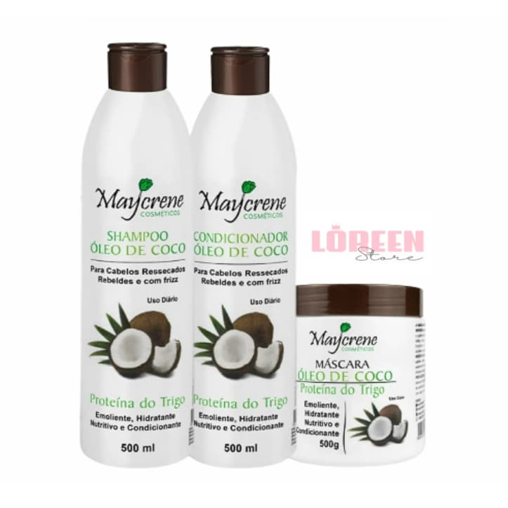Óleo de Coco Maycrene –Hidratação Profunda e Nutrição para Fios Ressecados e Rebeldes com Frizz