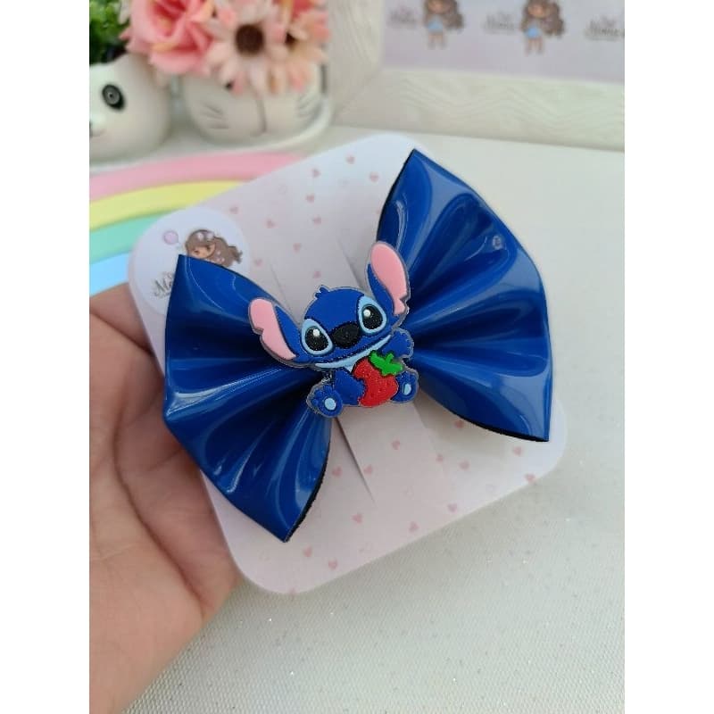 Laço Stitch, laço verniz para meninas, laço infantil