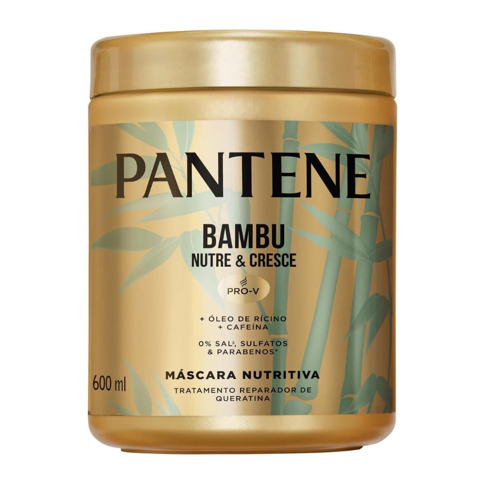 Máscara Capilar Pantene Bambu Nutre & Cresce 600ml | Óleo de Rícino + Cafeína | Nutrição, Força e Crescimento Capilar