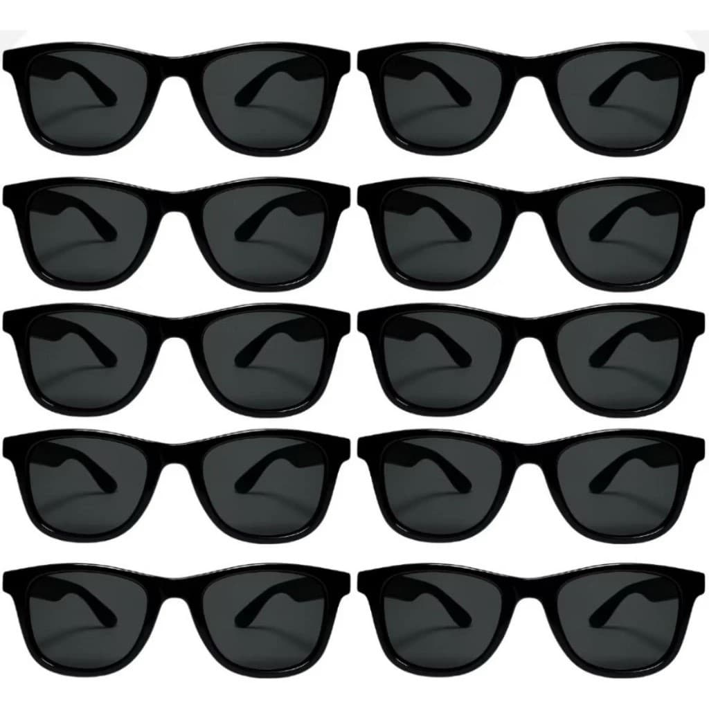 Kit 10 Óculos de Sol Lente Escuro Preto Para Evento Festa Baladas Casamento Formatura Raves