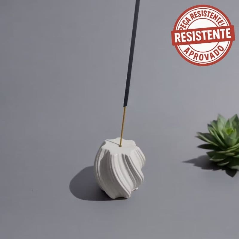 Incensário Espiral Decorativo em Gesso Incensário porta Incensos com Folhas de ouro