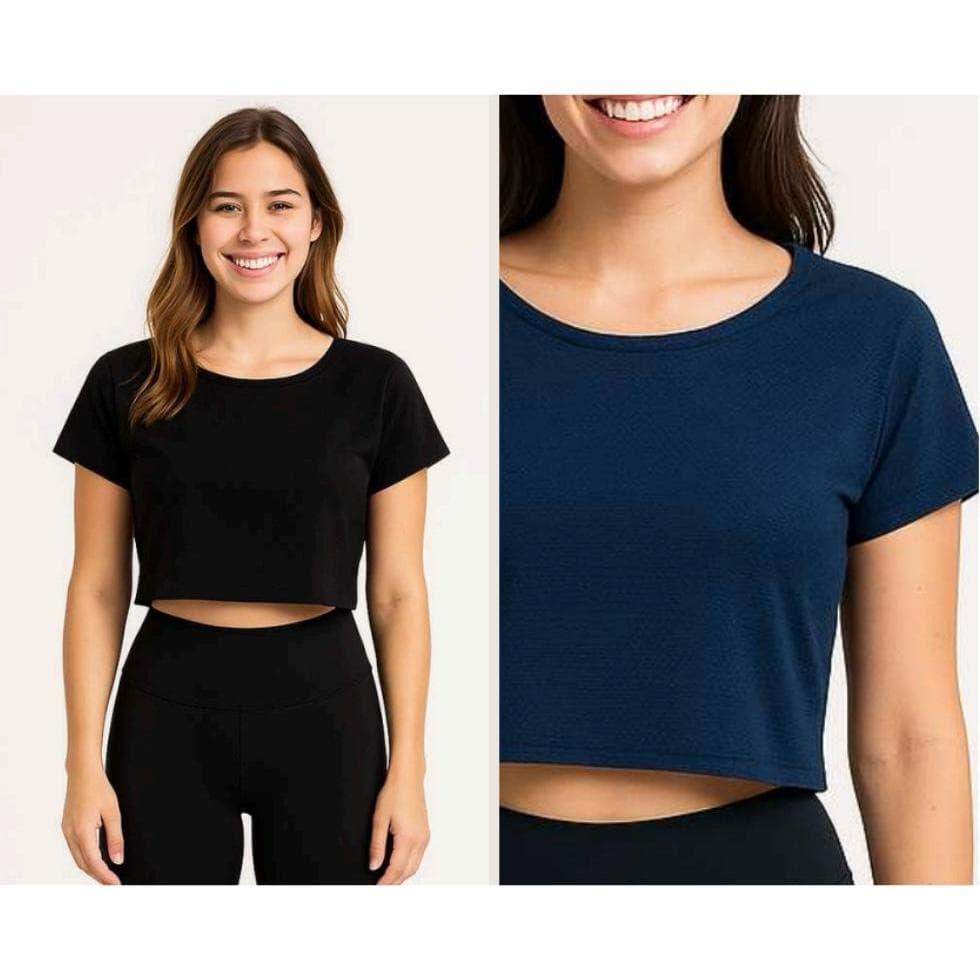 Cropped Dry Fit Feminino Academia Fitness Top Esportivo Blusa Treino Roupas Esportivas Marrom Preto