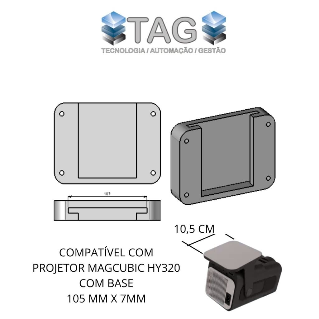 SUPORTE PARA PROJETOR MAGCUBIC HY320 REFORÇADO BRANCO - BASE 100MM X 7MM