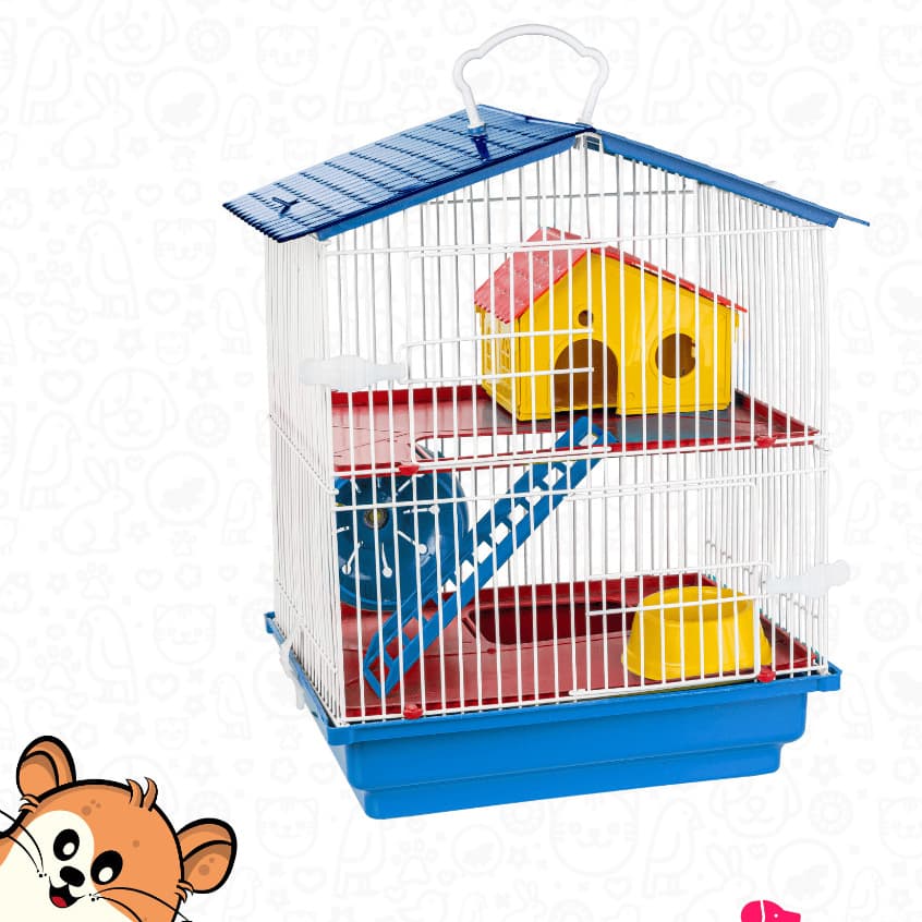 Gaiola Hamster Mercol, Gerbil, Rato Twister Roedores 2 Andares Com Teto Plástico Jel Plast