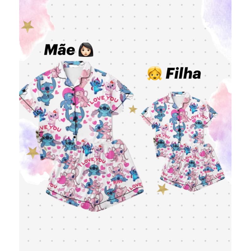 pijama kit mãe e filha conjunto combinando baby-doll