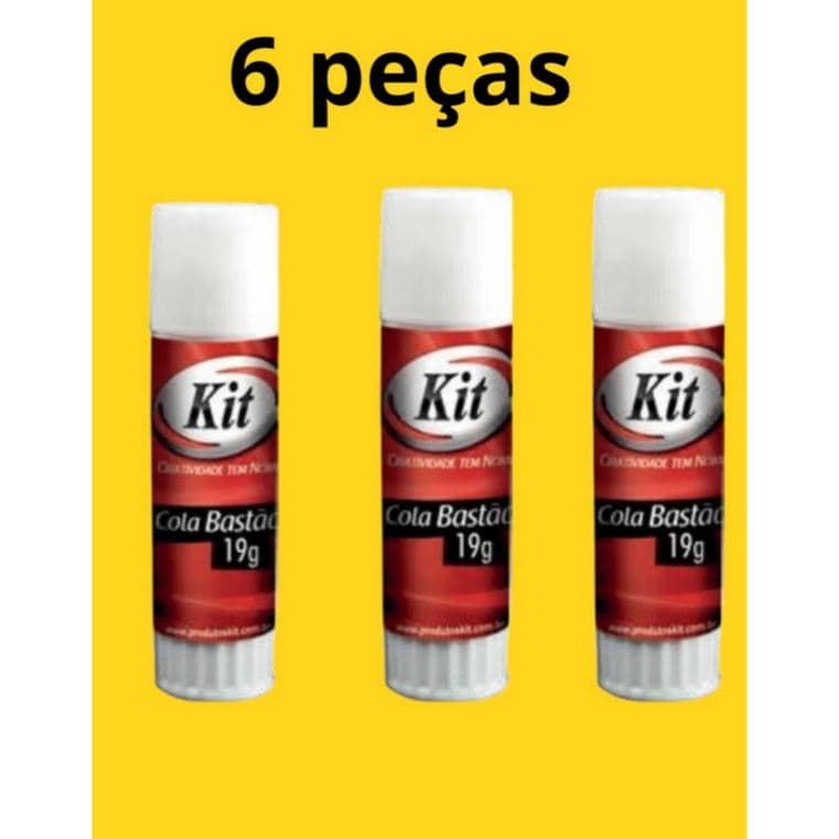 Kit 6 Colas Cola Bastão 09G PVC glicerina, água e conservantes Material Escolar Infantil Escritório
