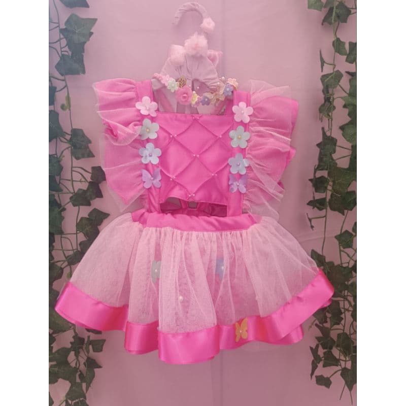 Romper jardim encantado completo com saia tiara e laço