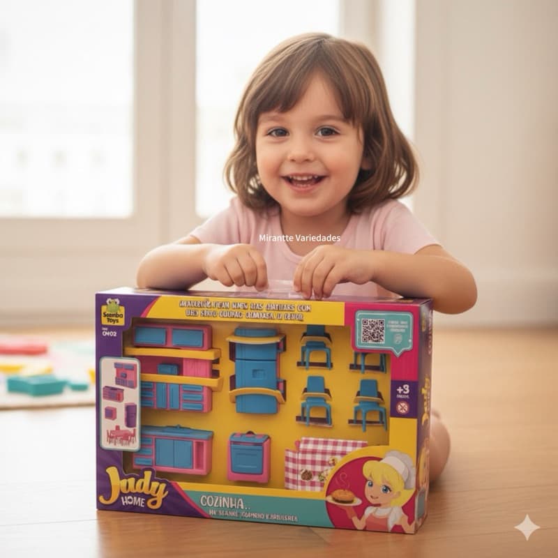 Cozinha de Brinquedo Judy Home - Kit Completo com Fogão, Pia, Geladeira e Móveis Infantis