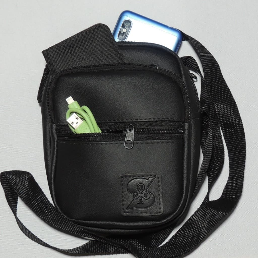 Shoulder Bag Couro sintético de qualidade Preta bolsa transversal e de ombro