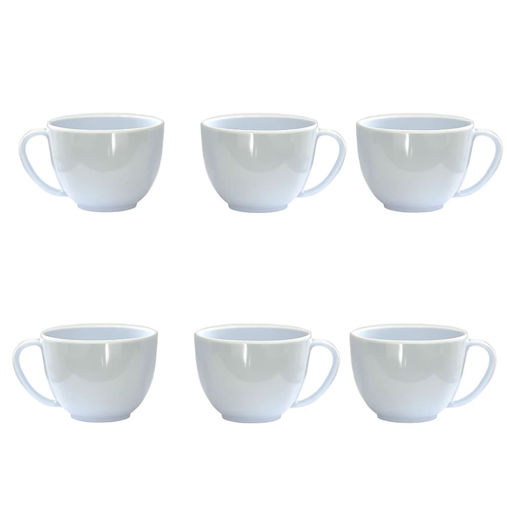 Kit 6 Xícaras de Acrílico 180ml Branca Resistente Leve e Durável Cantinho Do Café