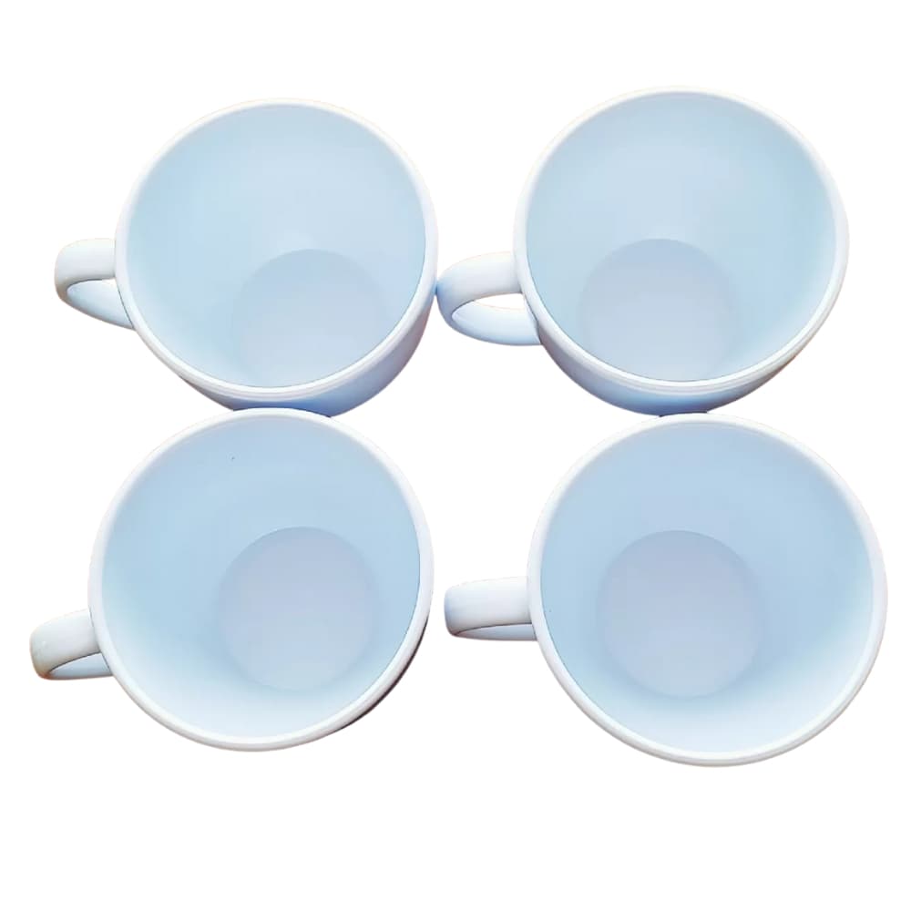 Kit 4 Xícaras Brancas Acrílico 180ml Para Servir Cantinho do Café Chá Sobremesa