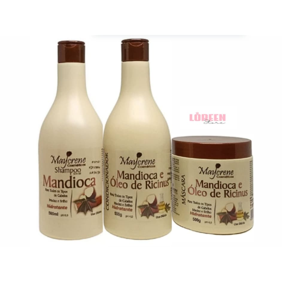 Tratamento Mandioca e Óleo de Rícino Hidratação, Crescimento e Nutrição