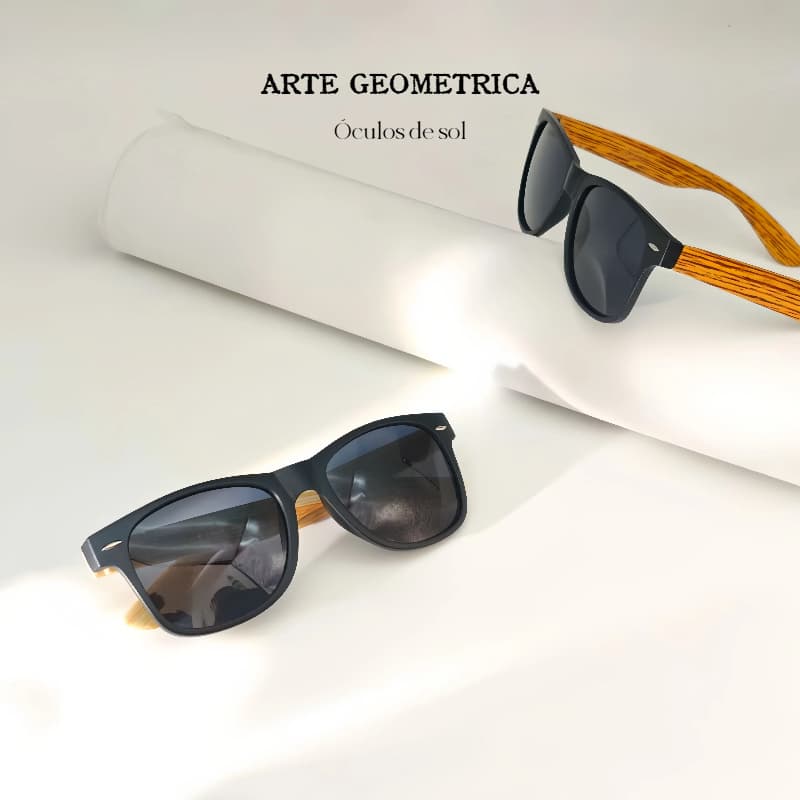 【Arte】Óculos de sol unissex | Óculos de sol com proteção UV e textura de madeira