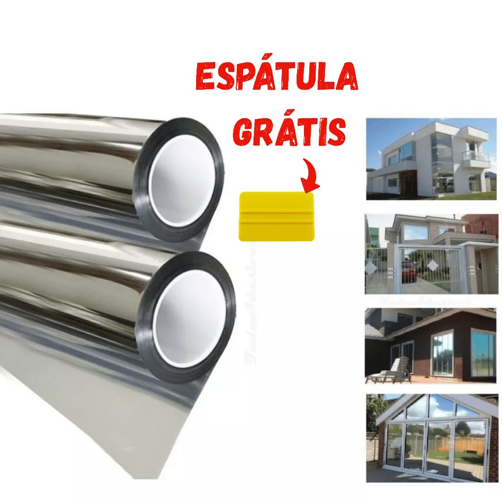 Película Tipo Insulfilm Prata Espelhada Refletiva G5,  Poliéster profissional, Largura 1,19m
