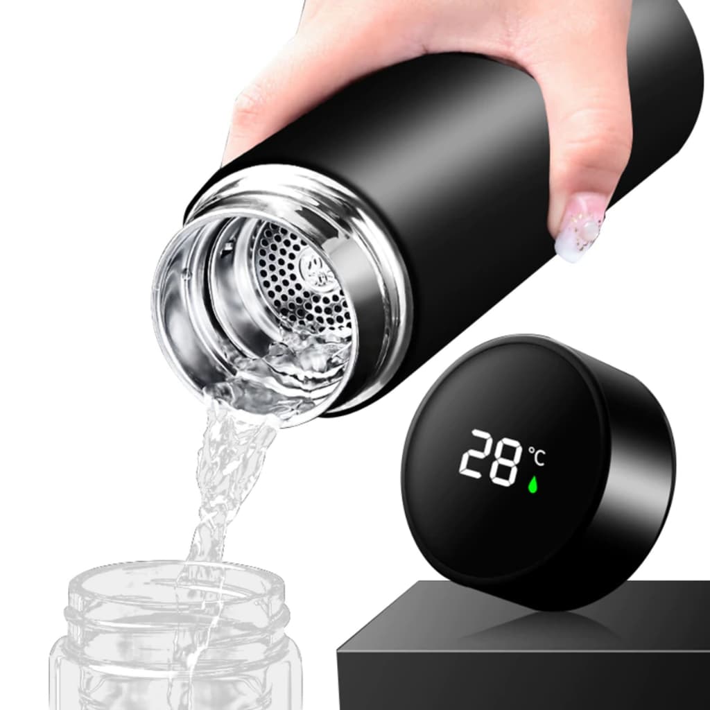 Garrafa Termica Inox 500ml Com Termmetro Digital de Led e Infusor de Ch YDTECH
