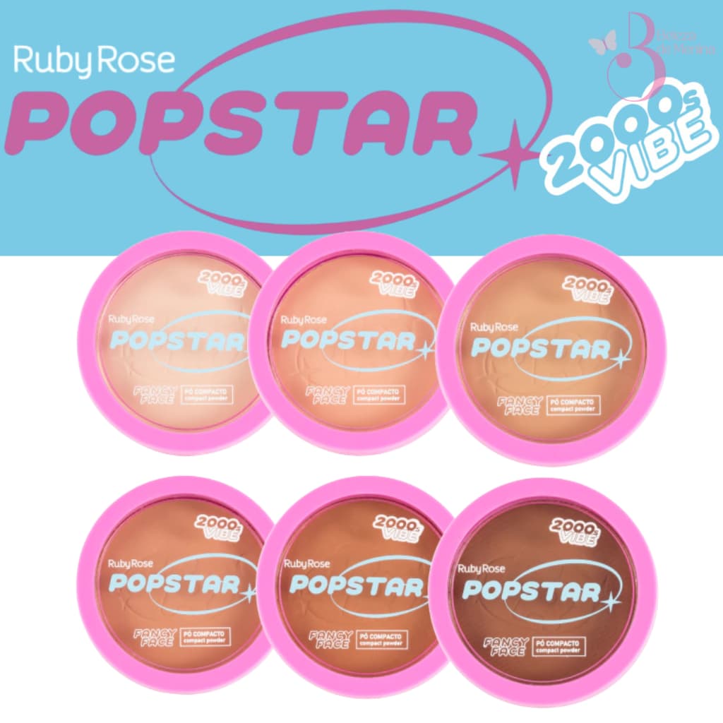 Lançamento Pó Compacto Fancy Face Popstar - Ruby Rose Alta Cobertura Maquiagem Anos 2000