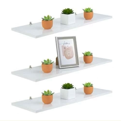 Prateleiras Kit 3 Peças Branca ou Preta 30x10 Cm Com Suporte Parede Decoração