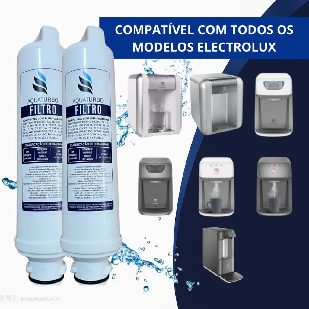 Kit 2 Filtros Refil Aquaturbo Compatível Electrolux PE11 PE11X PA21G PA26G PA31G