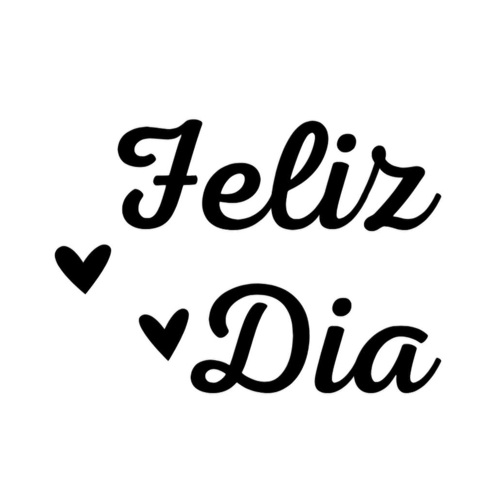 Kit com 10 Adesivos Feliz dia com 7 cm de altura x 9 cm de comprimento! Fonte única..