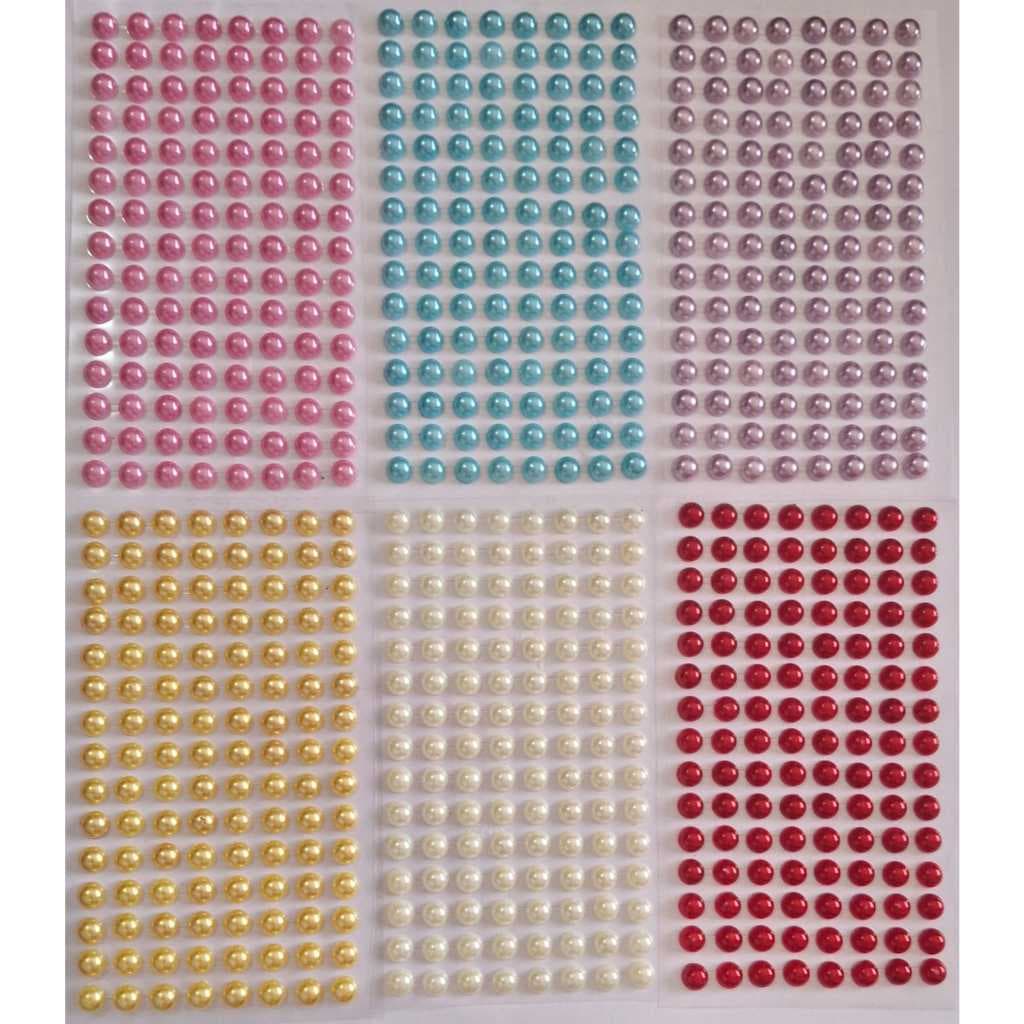 Cartela  De Meia Pérolas ABS 8 mm Adesiva Artesanato Decoração
