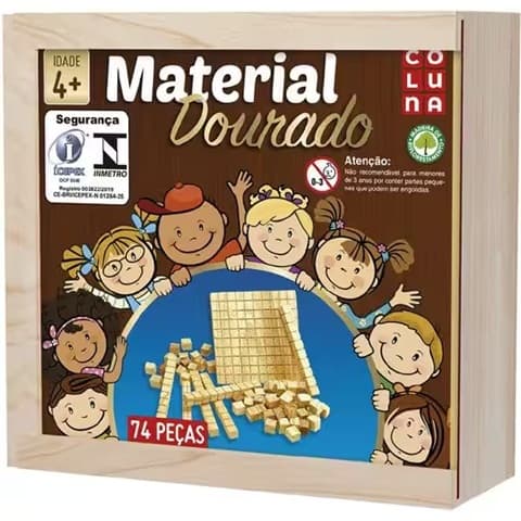 Material dourado em madeira, com 74 peças Coluna - CX 1 UN