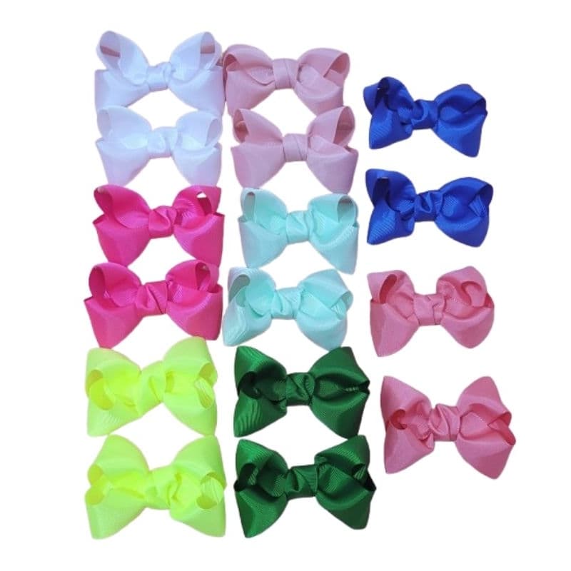 Kit 10 Laços (5 pares)  de cabelo infantil, modelo boutique, na fita de gorgurão, presilha bico de pato CORES SORTIDAS