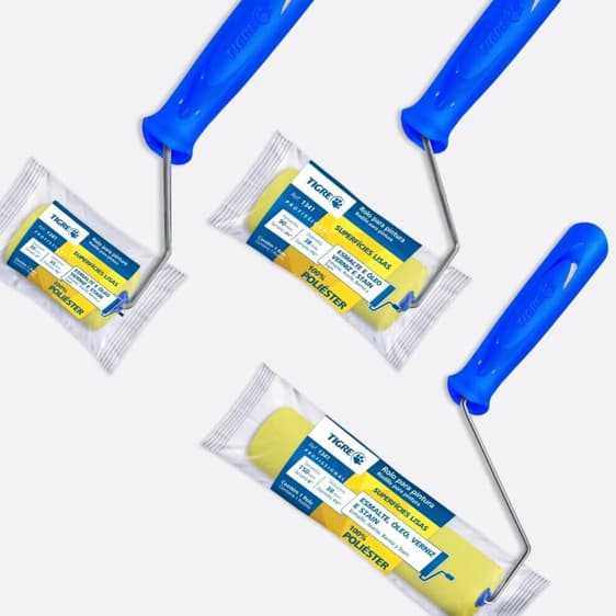 Kit P/ Pintura C/ 3 Rolos de Espuma Poliéster Resistente a Solventes (05cm+ 09cm+ 15cm) - Tigre